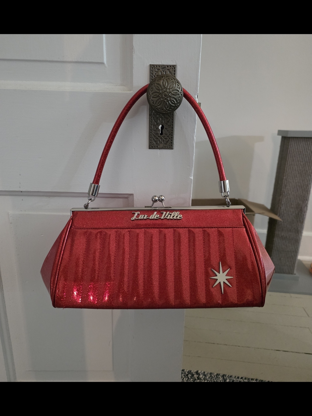 Lux de Ville Red Sparkle Frame Clutch 50's Rockabilly Vibes